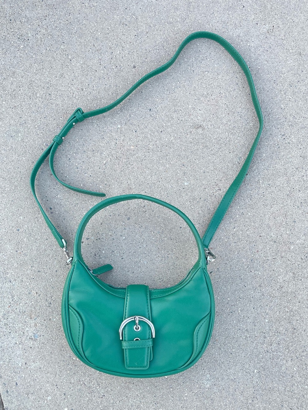 MANGO Vibrant Green Half-Moon Crescent Shoulder Bag - Excellent Condition